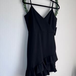 NWT Lulus Sealed With A Kiss Body Con Black Ruffle Dress Size: Medium